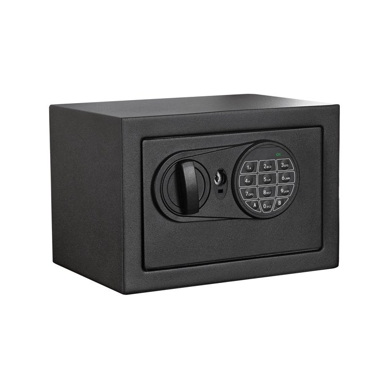 Small Digital Safe with Electronic Lock & Backup Keys, Steel Security Box - Black Model 17SCM