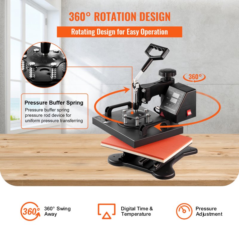 12x10 Inch Heat Press Machine for Sublimation T-Shirts & Crafts - Dual Digital Control