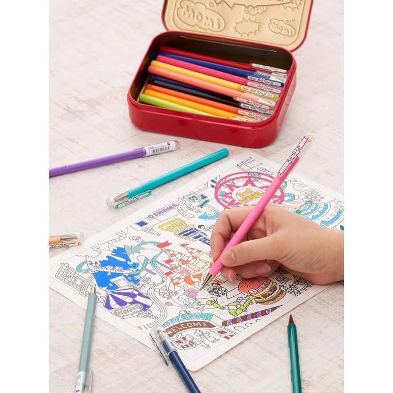 Gel Pen Set with Matte Finish, 21 Colors, 1.0mm - Premium Metal Box