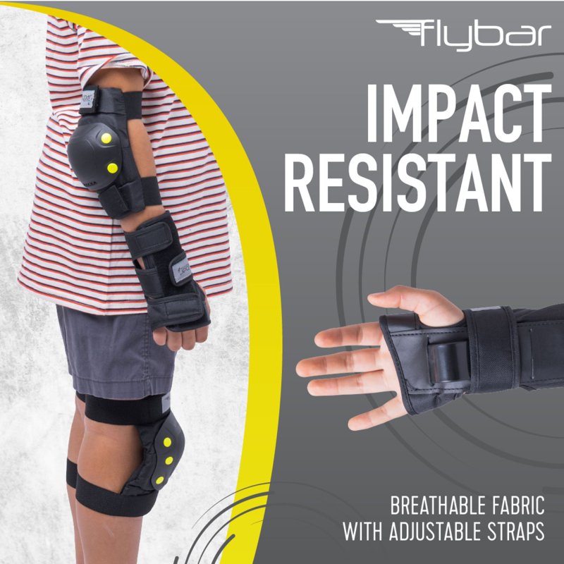 Kids Safety Knee, Elbow & Wrist Pad Set for Multi-Sport Protection - Small, Black
