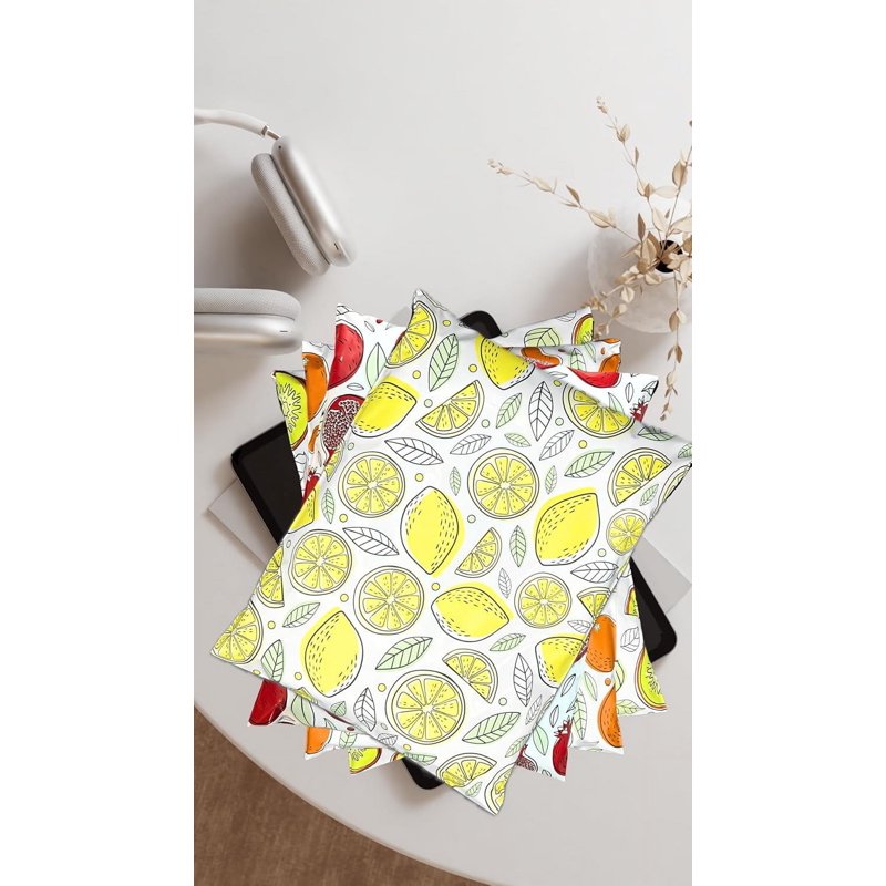 Fruit-Themed Poly Mailers 10x13 Pack - Lemon, Orange & Fruit Designs