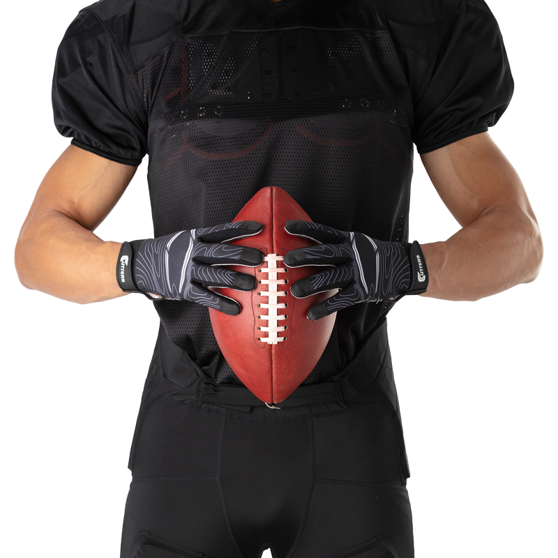 Youth Football Receiver Gloves Black L/XL Performance Grip