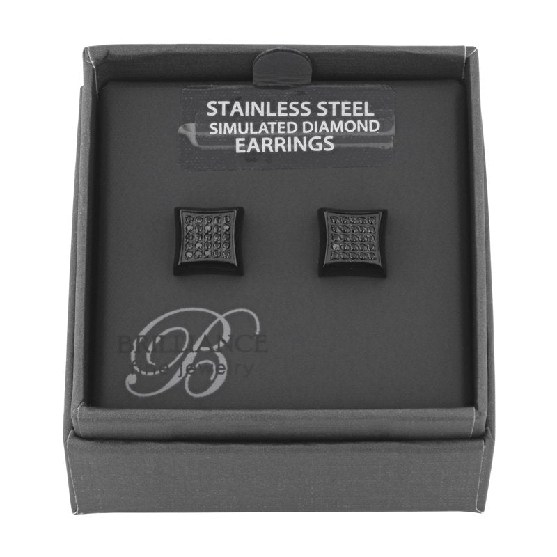 Men's Black CZ Earrings Stainless Steel 10mm - Stylish Gift Jewelry