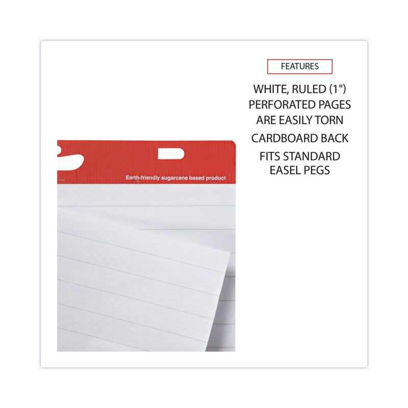 Renewable Sugarcane Easel Pads - Ruled, White, 27x34 Inches, 50 Sheets