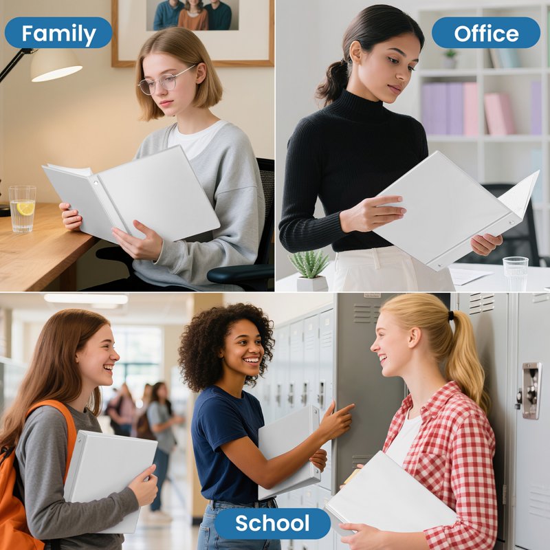 3 Ring Binders Bulk Set - Clear View, PVC-Free, 1 Inch Capacity for Office & School
