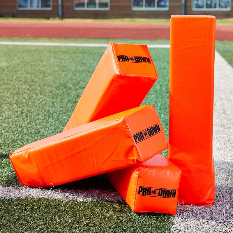 Weighted Football Pylons 4-Pack - Bright Fluorescent Orange Safety Markers
