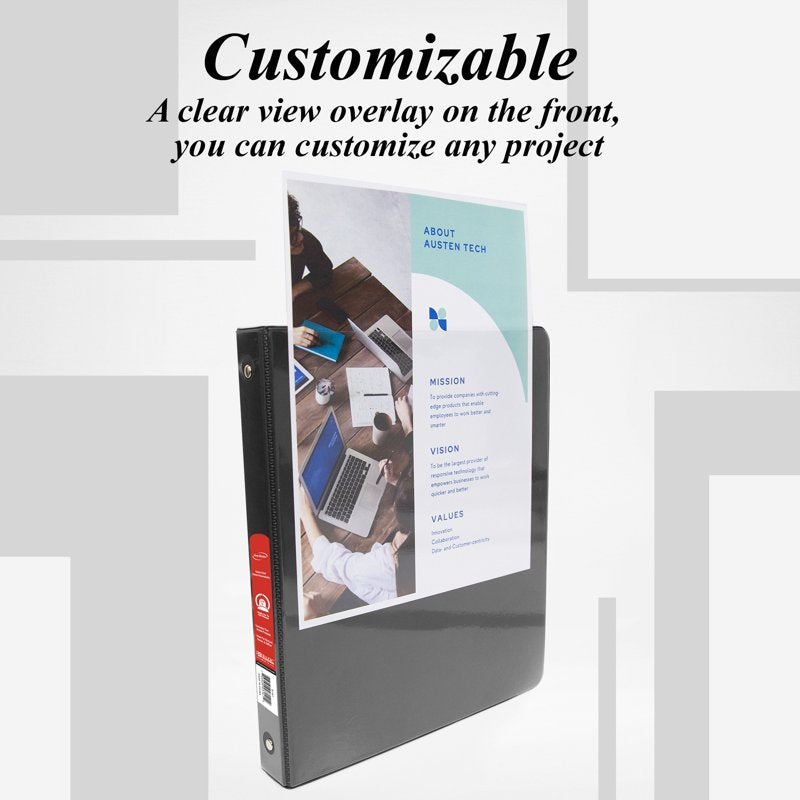 Economy View 3-Ring Binder Set - Black, Holds 100 Sheets, Various Sizes & Colors