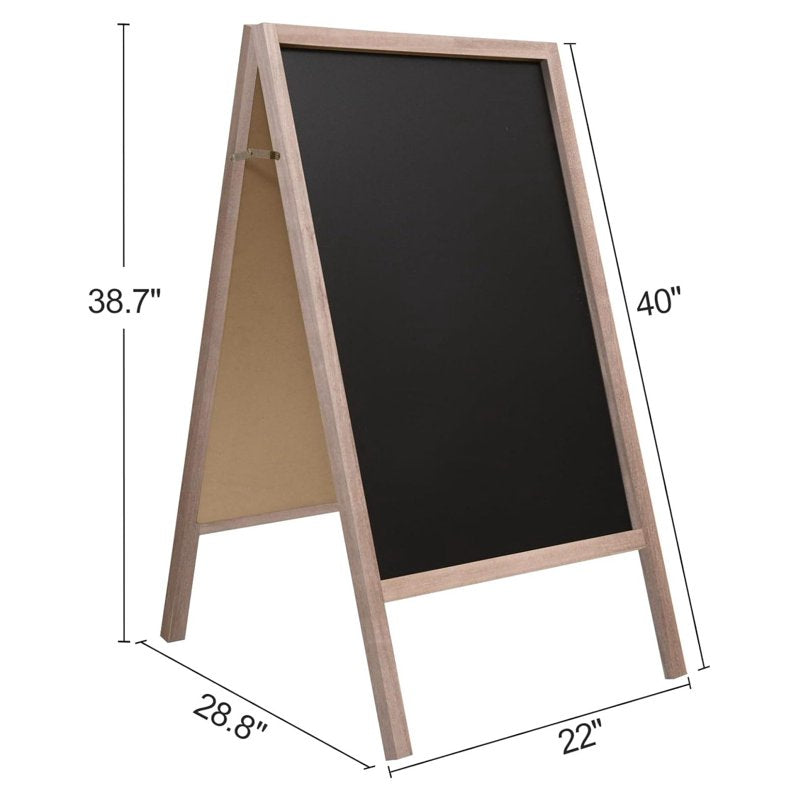 Large Wooden Double-Sided Chalkboard Sign 40 x 22 Inches A-Frame Menu Board for Restaurant & Business