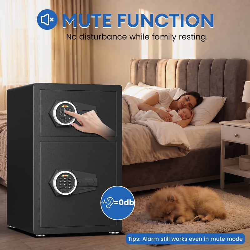 Digital Money Safe Box with Double Door & Adjustable Shelves, Home Security Safe