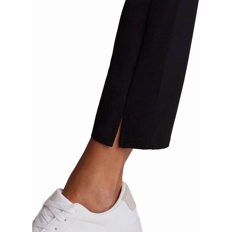Women's Ribbed Side Woven Ankle Pants with Pockets - Activewear & Casual