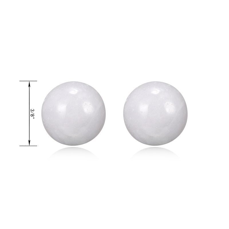 Women's Sterling Silver Jade Stud Earrings in Platinum Finish - Multiple Colors