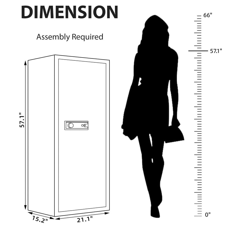 8-12 Rifle Gun Safe with Removable Shelf & Rifle Rack - Secure Storage Cabinet