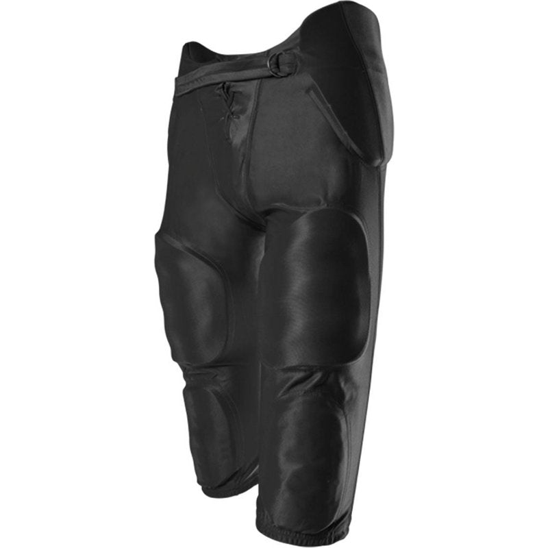 Youth Football Game Pants with 7 Impact-Absorbing Pads - Black, High-Rise Hip & Thigh Padding