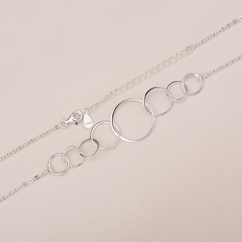 Sterling Silver 80th Birthday Necklace with 8 Flat Circles - Custom Name Gift for Grandma