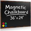 Magnetic Wall Chalkboard with Rustic Wood Frame, 36 x 24 Inches
