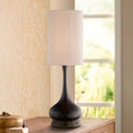 Modern Table Lamp with USB Charging Station - Bronze Finish, 24.5"