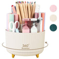 Rotating Desk Pen Organizer with 5 Slots - Space-Saving Art & Office Supply Holder