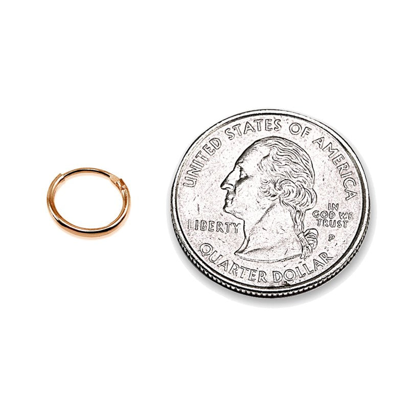 Set of 3 Silver and Rose Gold Tone Hoop Earrings 10mm & 1.2mm Sizes