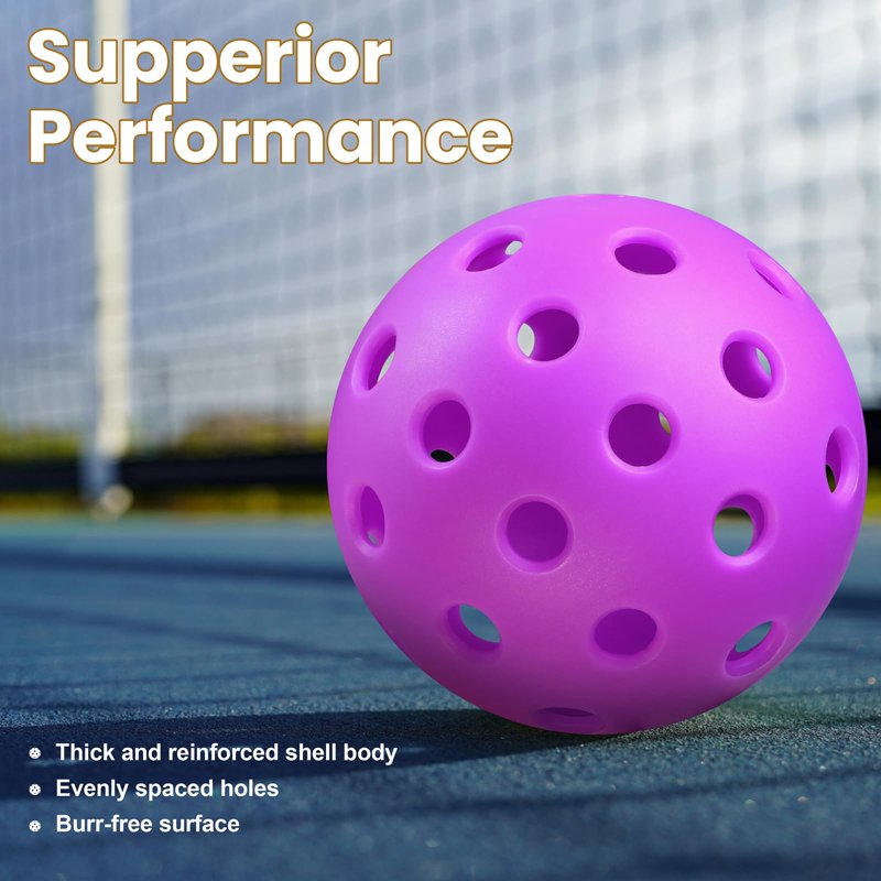 Purple Wigonda 40-Hole TPE Pickleball Balls – Indoor Low-Bounce Practice, Reusable