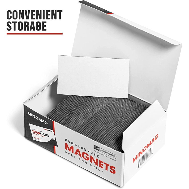 Magnetic Business Card Holders - Peel & Stick Adhesive Backing, 200 Pack