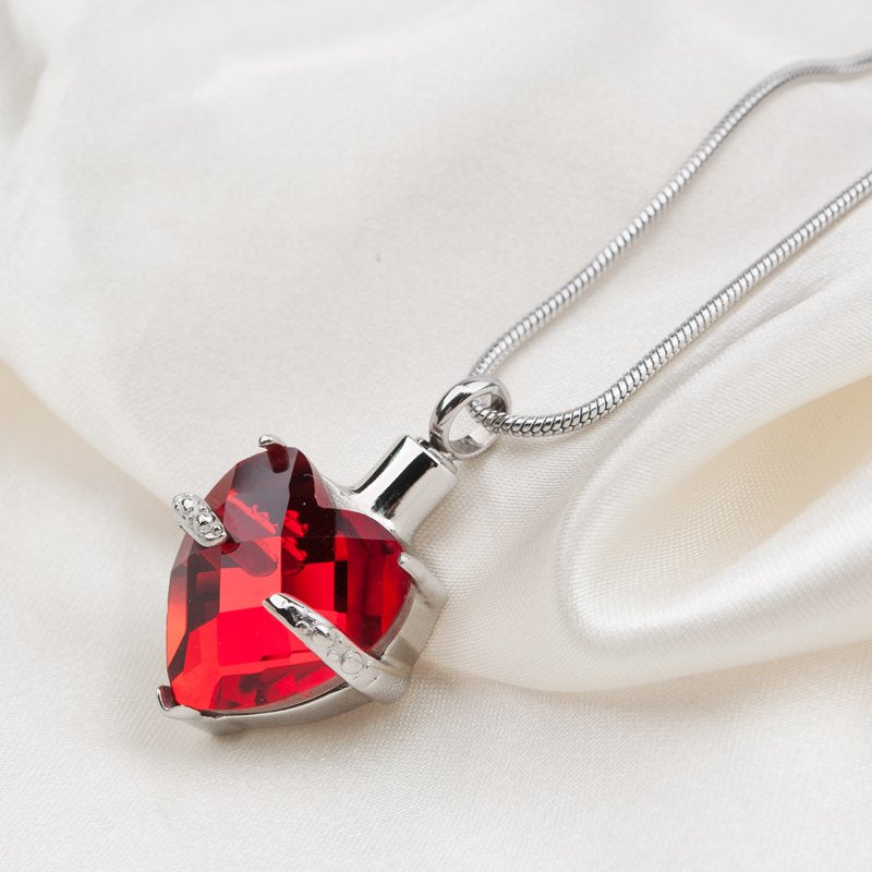 Cremation Urn Necklace for Ashes Heart Memorial Jewelry with Birthstone & Free Funnel Kit