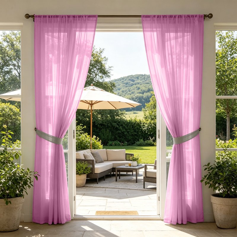 Outdoor Sheer Voile Curtains Waterproof UV Resistant Light Filtering Patio Drapes
