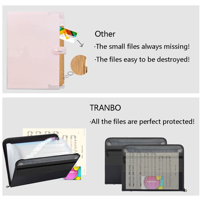 13-Pocket Expanding File Folder with Zipper Closure - Portable Document Organizer