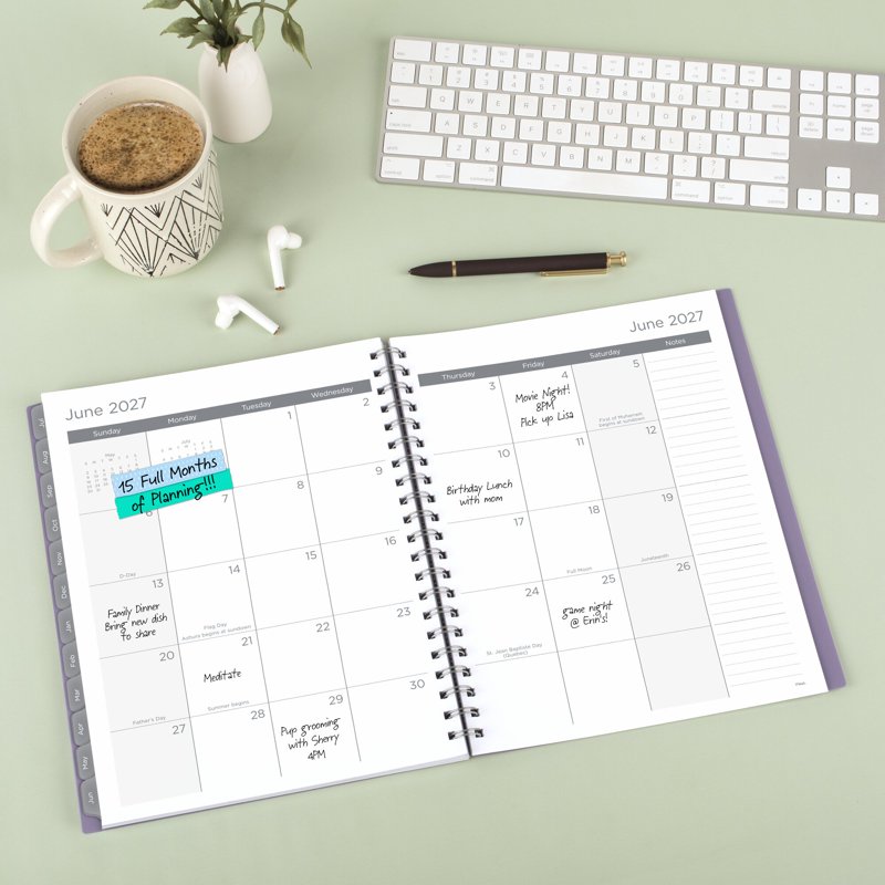 Large Academic Weekly Monthly Planner 2026-2027 Lilac 8.5 x 11 - Mead