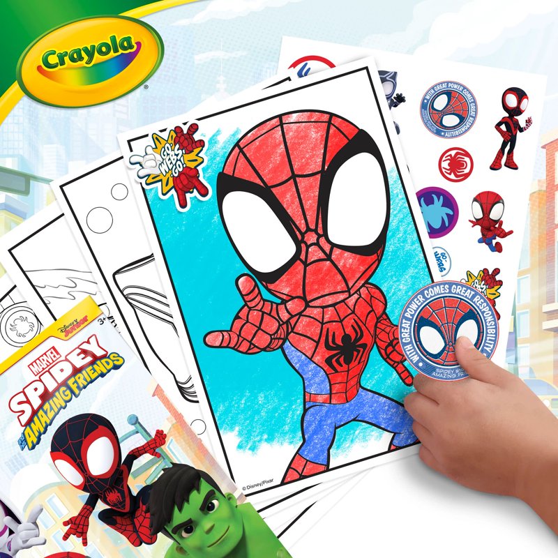 Kids Coloring Book with Stickers - Spidey & His Amazing Friends, 96 Pages, Easter Gift for Ages 3+