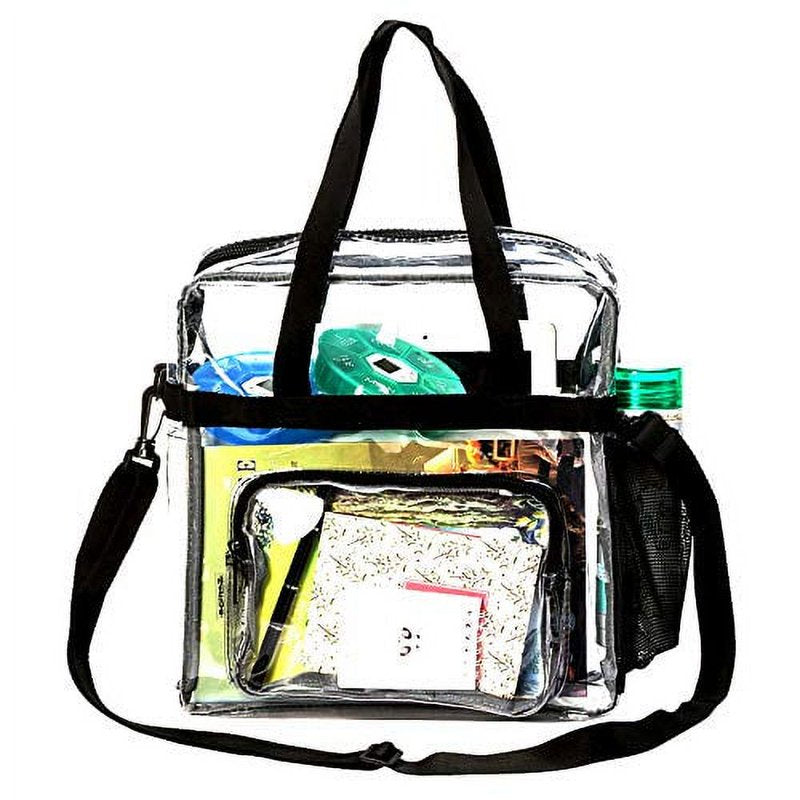 12-Inch Clear PVC Messenger Bag with Adjustable Strap - Heavy Duty See-Through Tote