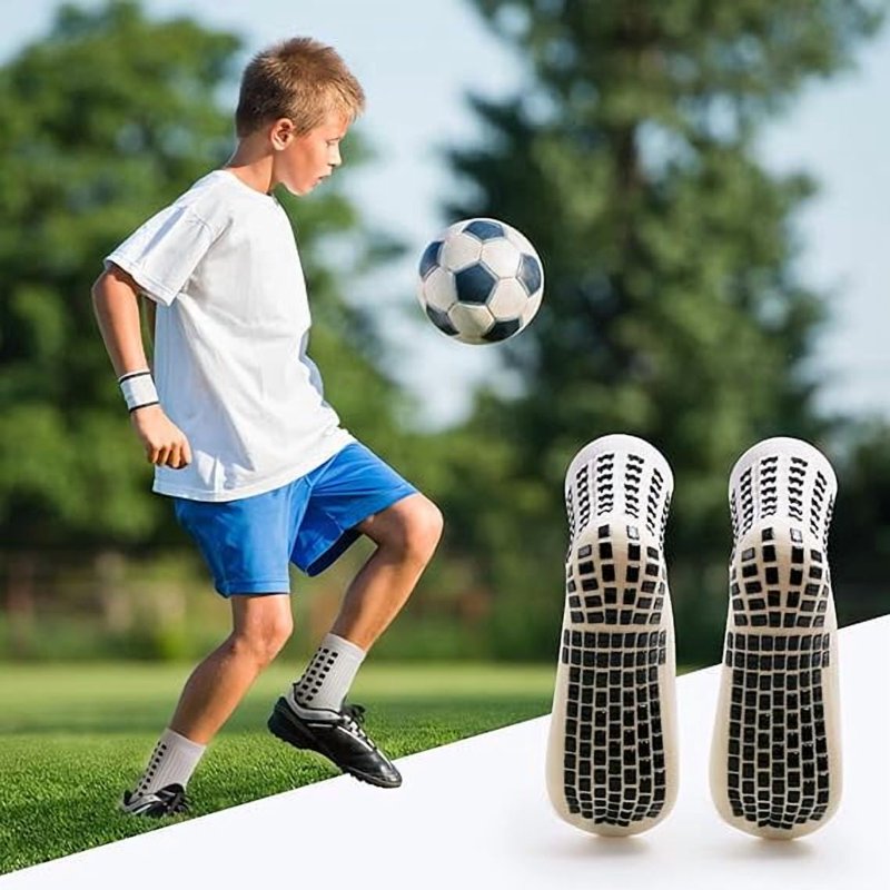 Youth Grip Soccer Socks - Athletic Sports Socks for Boys & Girls 4 Pairs
