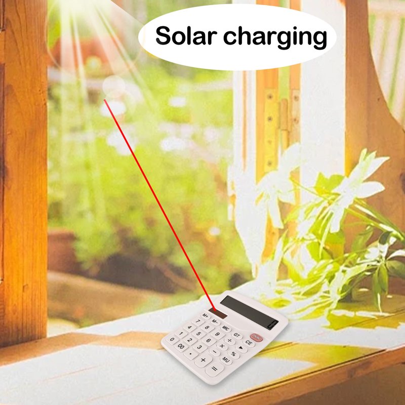 12-Digit Solar & Battery Powered Desktop Calculator - Office & Home Use