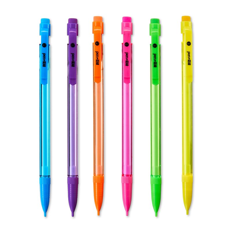 Mechanical Pencils 0.7mm Pack of 50 - No Sharpening, Colorful Clear Barrel