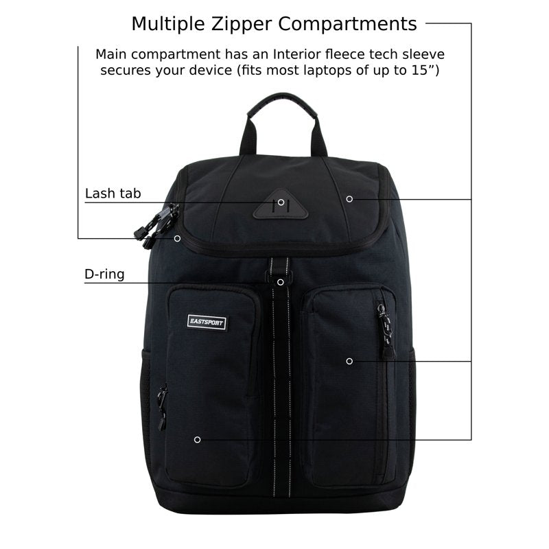 Unisex Top Loader Backpack with Multiple Pockets & Water Bottle Holders