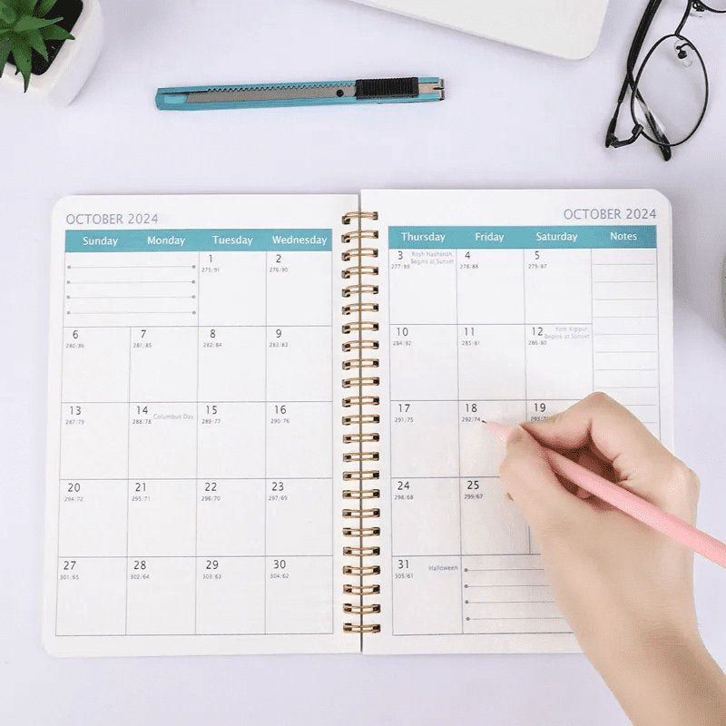 Large Weekly & Monthly Planner 2024-2026 Hardcover Spiral Organizer with Stickers & Pockets