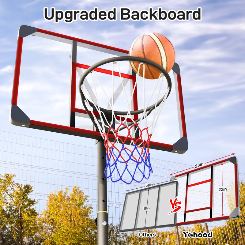 Kids Portable Basketball Hoop with Adjustable Height & Large Base