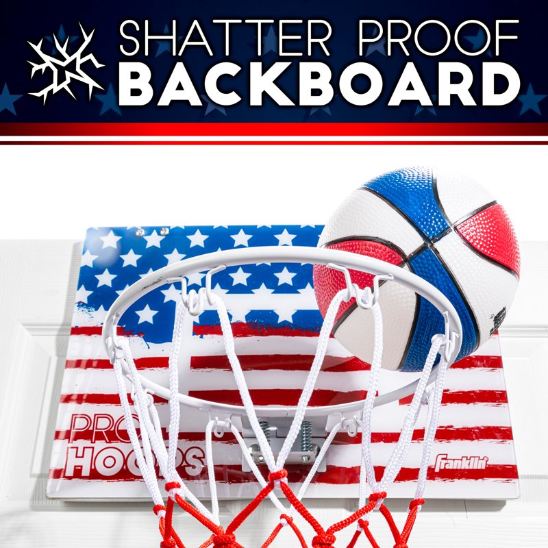 Mini Basketball Hoop Over The Door Indoor Slam Dunk Rim - Shatterproof Backboard, Includes Ball & Pump
