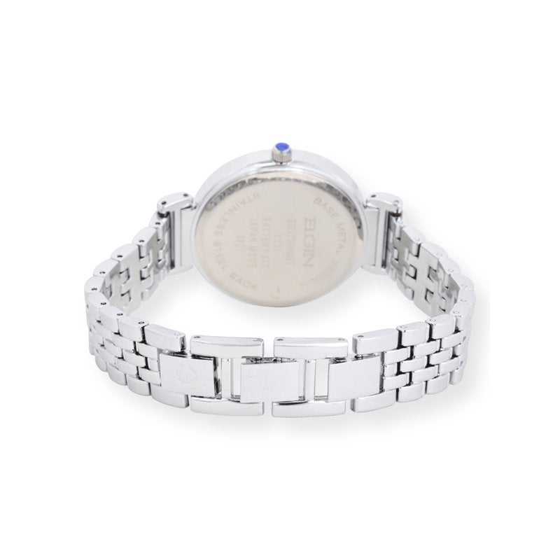 Elgin Women's Analog Watch Set with Mother of Pearl Dial and Silver Bracelet