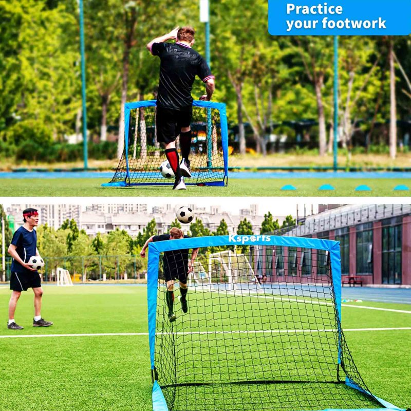 Ksports 4 ft Soccer Goal Bundle - Blue, Includes Nylon-Wound Ball & Pump
