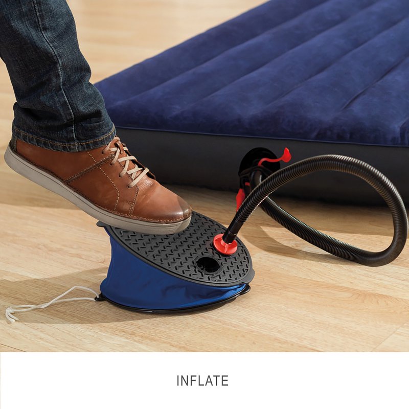 Intex Bellows Foot Pump, 0.8 L/Stroke, 11.5" Diameter with 3 Nozzles — Inflate & Deflate Air Mattresses & Floats