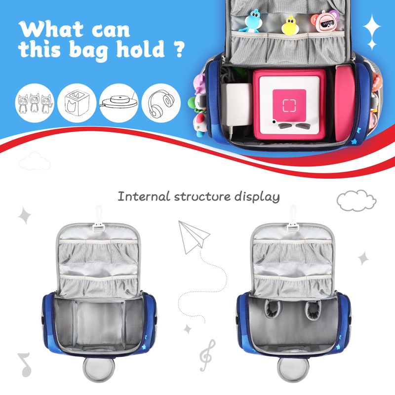 Kids Travel Carrying Case for Toniebox Audio Player Storage Bag - Blue