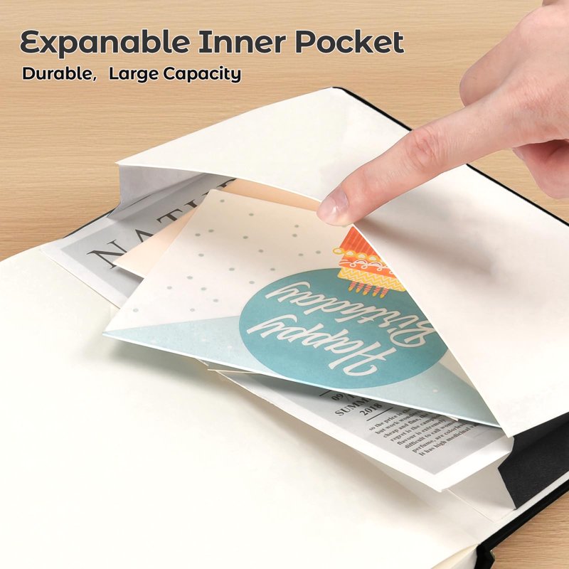 A5 Hardcover Notebook Set with Pockets, 192 Pages, College Ruled, 5 Pack