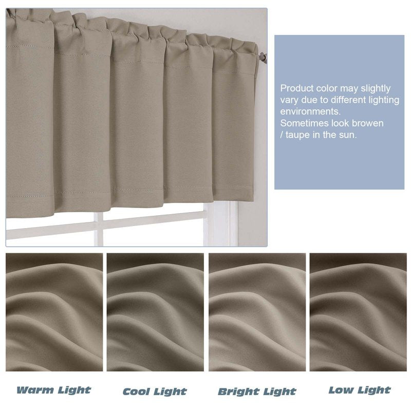 Window Valance Curtain 60x18 Inches for Kitchen Bedroom Living Room - Multiple Colors