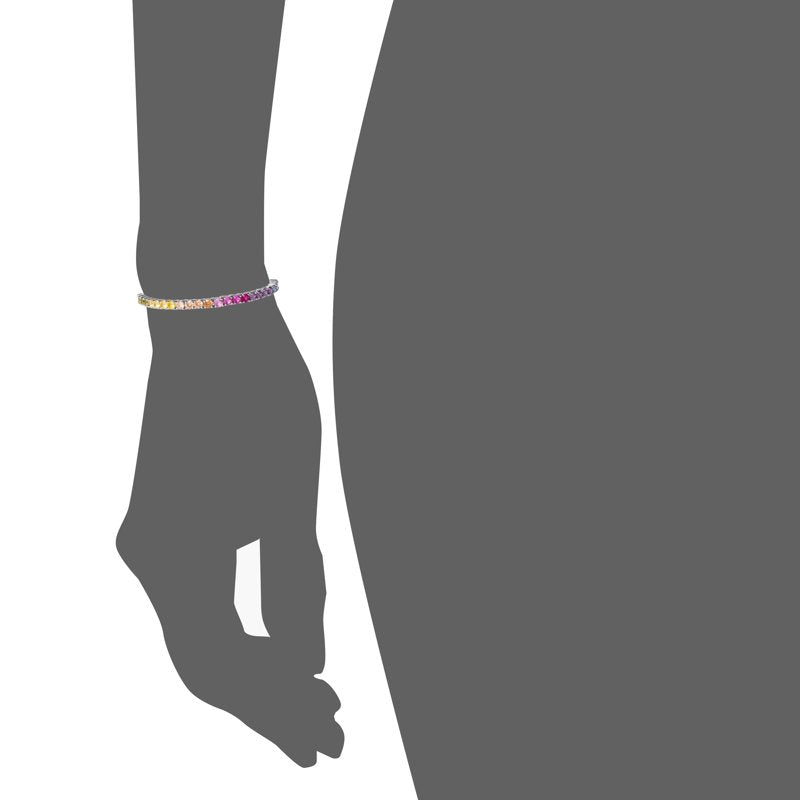 Sterling Silver Multi Simulated Diamond Bolo Bracelet for Women Adjustable Jewelry