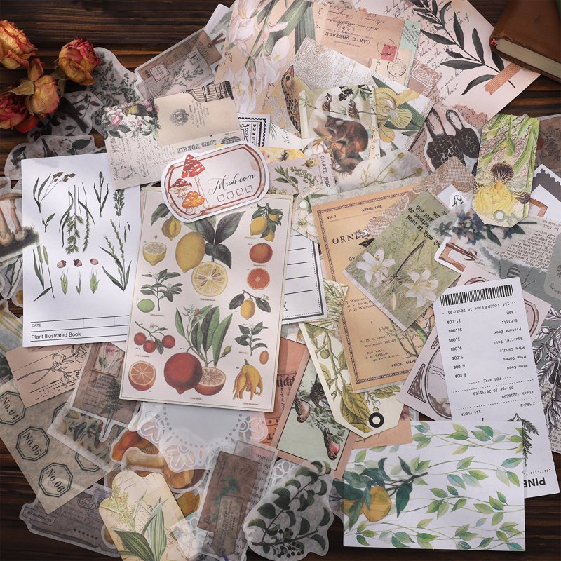 Vintage Scrapbooking Stickers & Paper Set for Art Journaling - 260 Pieces