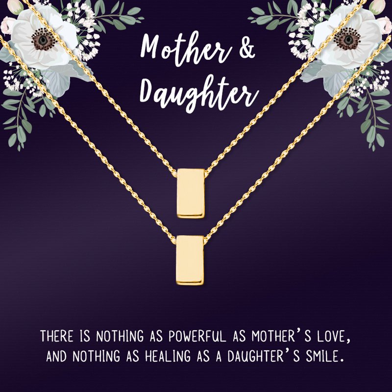 Matching Mom and Daughter Cube Necklace Set - Mother's Day Gift for Her, No Personalized Card