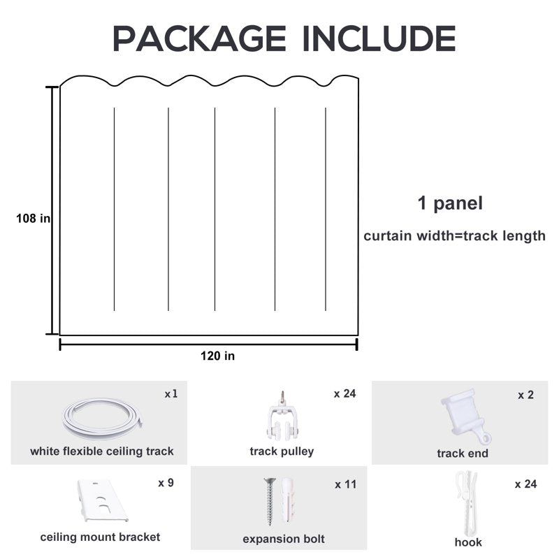 Room Divider Curtain Set with Ceiling Track - Blackout, Privacy, Flexible Mounting