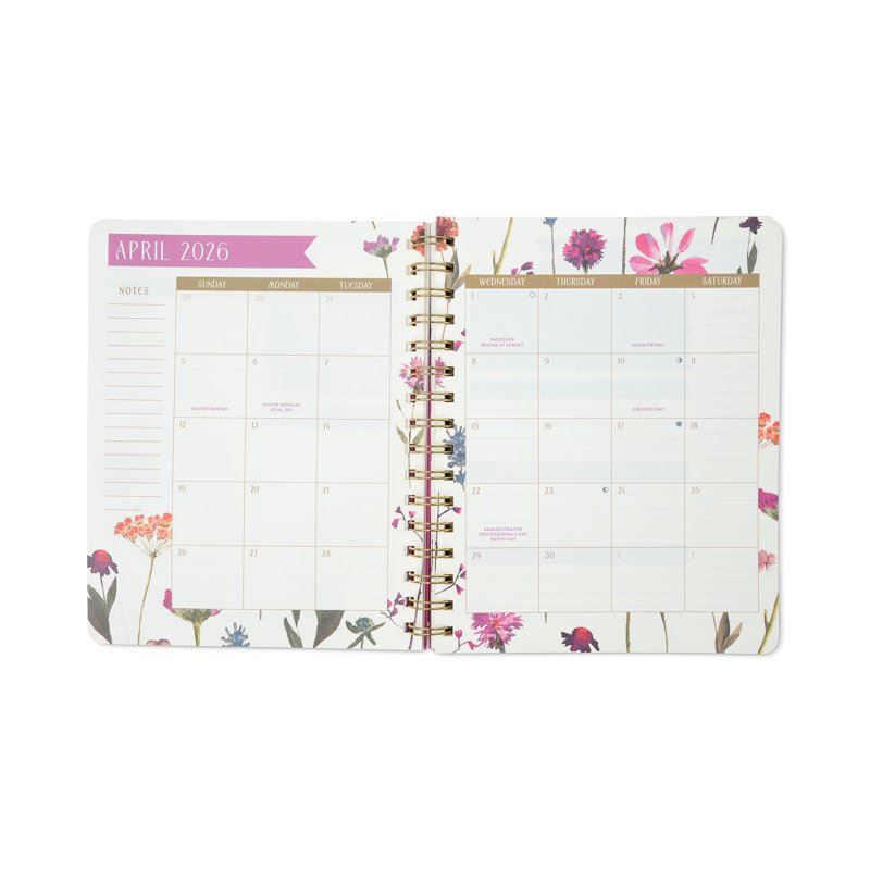 Wildflower Weekly Planner 15 Months Cream Watercolor Floral 6.75 x 8.37 inches