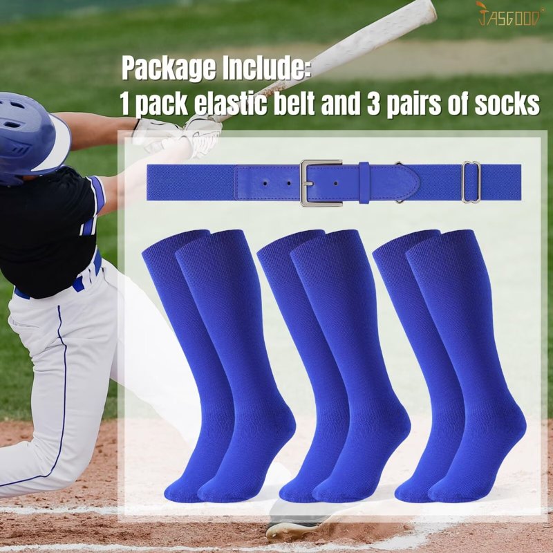 Baseball Socks & Elastic Belt Set for Youth & Adults - Multi-Sport Athletic Gear