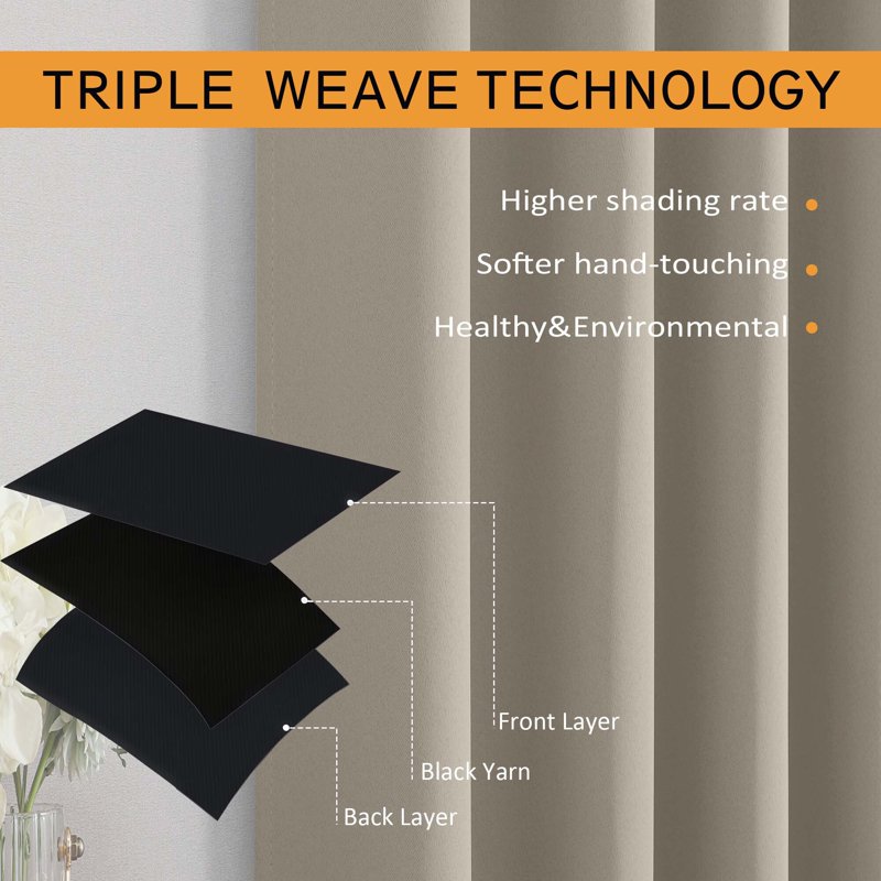 Blackout Curtains 84 Inch Long Thermal Insulated Noise Reducing Solid Window Drapes
